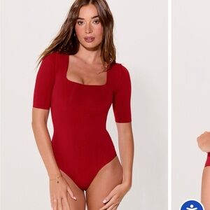 NWT Fabletics Yitty Nearly Naked Shapewear Bodysuit Small Xs Holly Berry Red